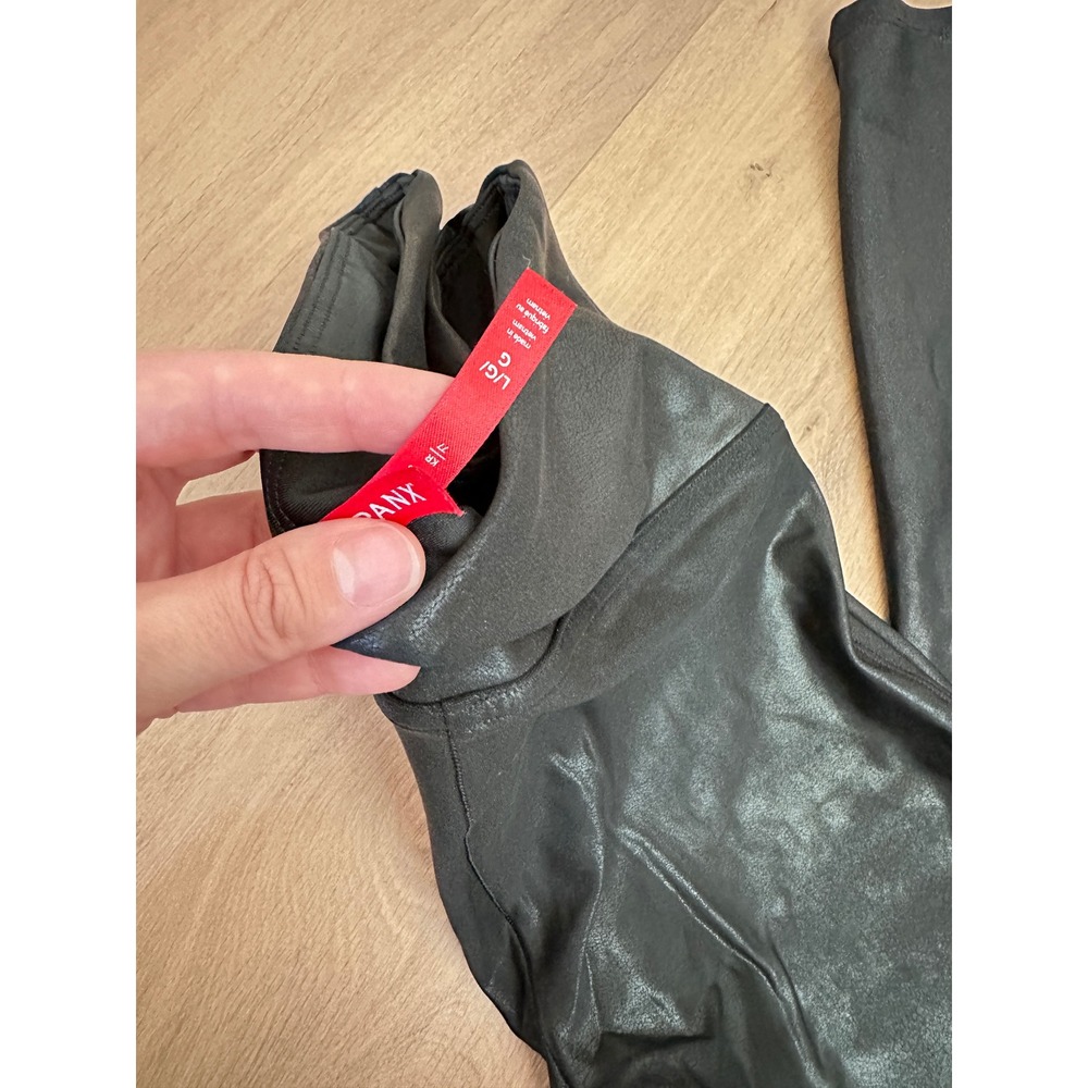 Spanx Faux Leather Leggings Black High Waisted Compression Size Large L 2448